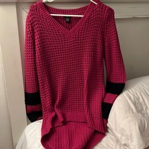 Rue 21 brand size medium sweater. Dark pink/black. Long sleeve